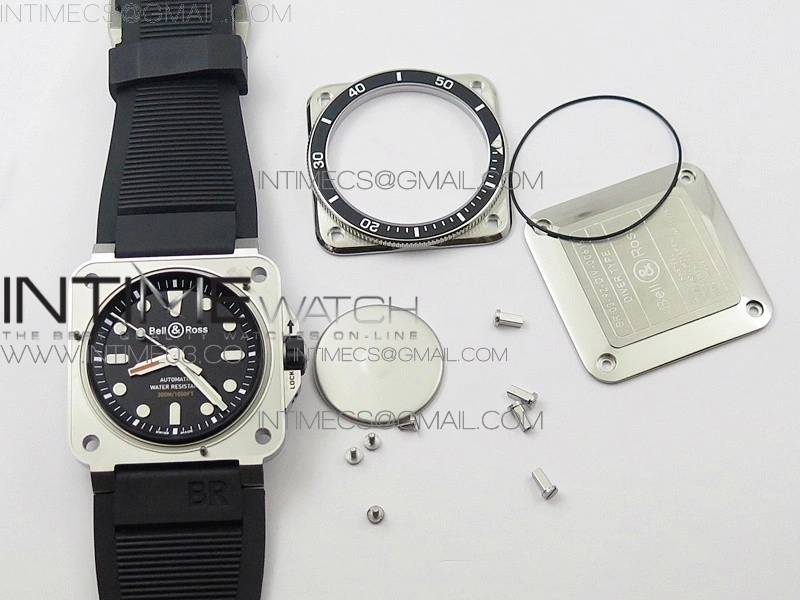 BR 03-92 Diver SS Black Dial on Rubber Strap MIYOTA 9015
