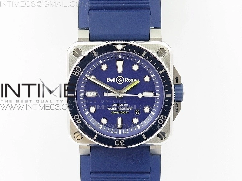 BR 03-92 Diver SS OXF 1:1 Best Edition Blue Dial on Rubber Strap MIYOTA 9015