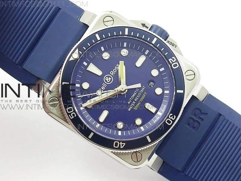 BR 03-92 Diver SS OXF 1:1 Best Edition Blue Dial on Rubber Strap MIYOTA 9015