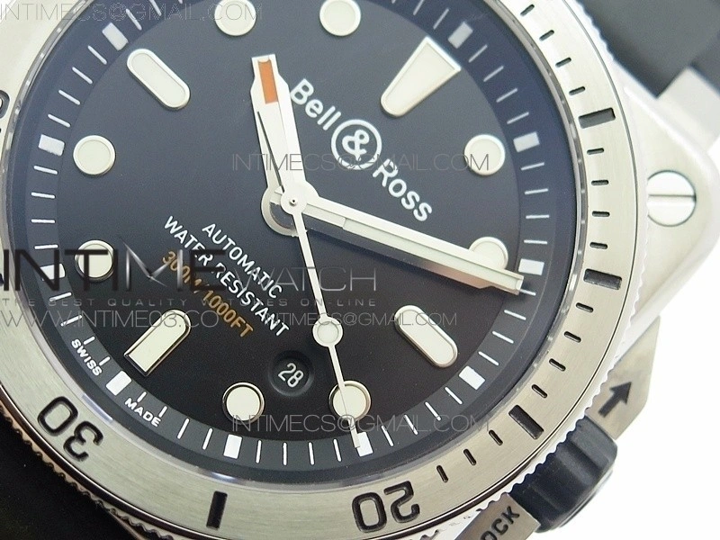 BR 03-92 Diver SS SS Bezel Black Dial on Rubber Strap MIYOTA 9015