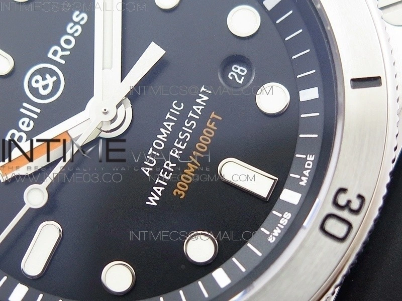 BR 03-92 Diver SS SS Bezel Black Dial on Rubber Strap MIYOTA 9015