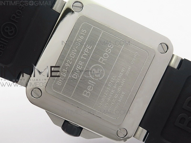 BR 03-92 Diver SS SS Bezel Black Dial on Rubber Strap MIYOTA 9015