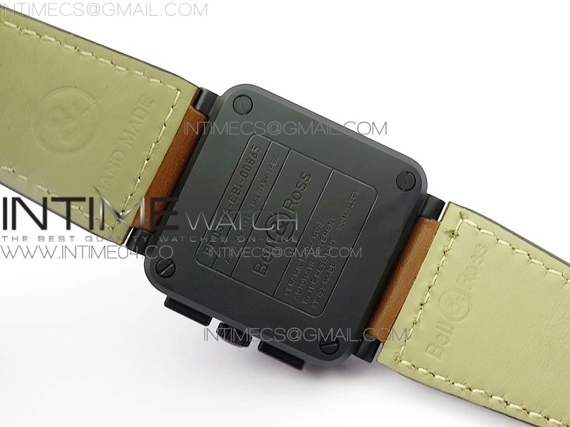 BR 03-94 Chrono PVD Black Dial Yellow Markers on Brown Leather Strap A7750