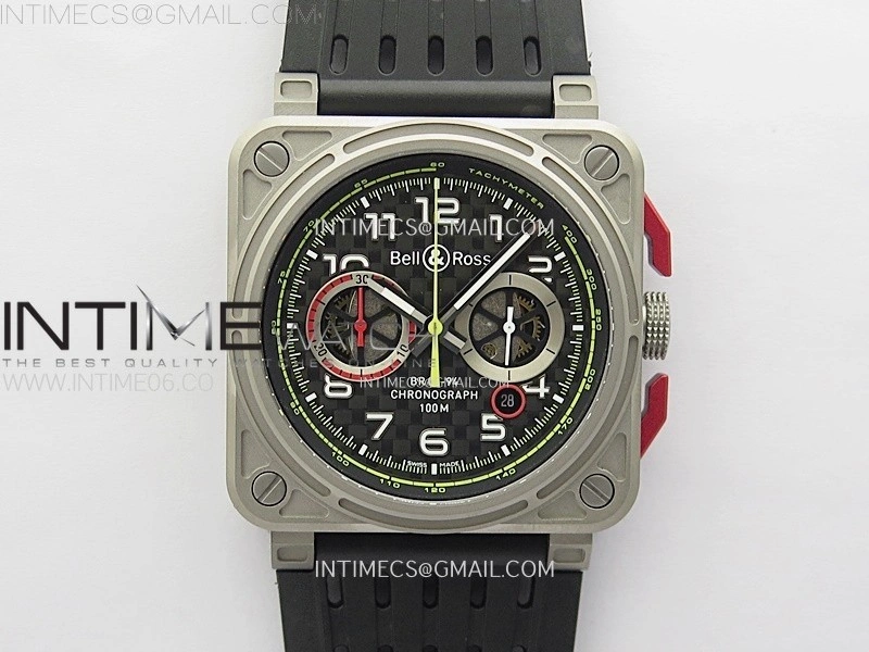 BR 03-94 Chrono Ti B12 Carbon Dial on Black Rubber Strap A7750