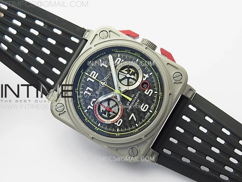BR 03-94 Chrono Ti B12 Carbon Dial on Black Rubber Strap A7750