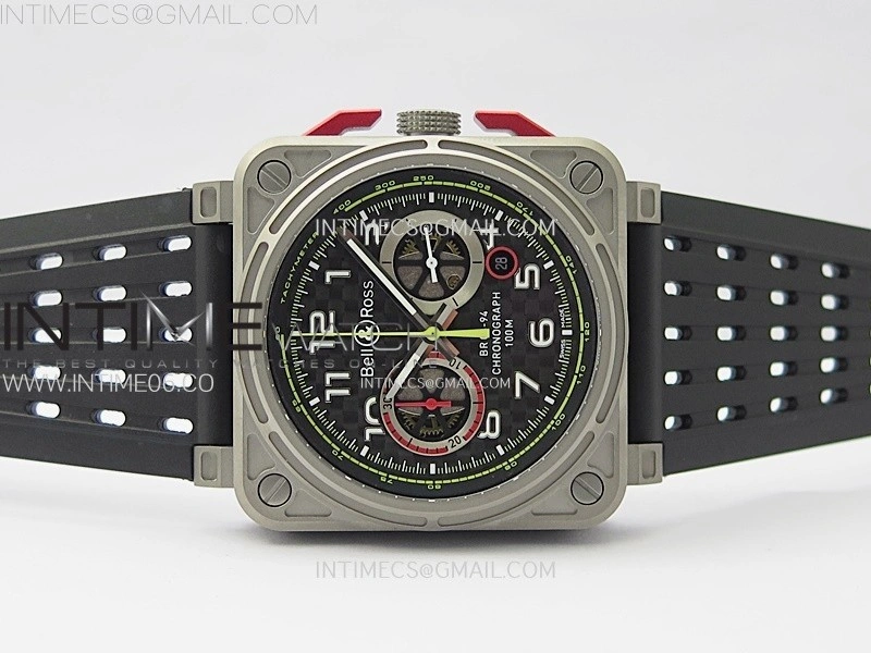 BR 03-94 Chrono Ti B12 Carbon Dial on Black Rubber Strap A7750