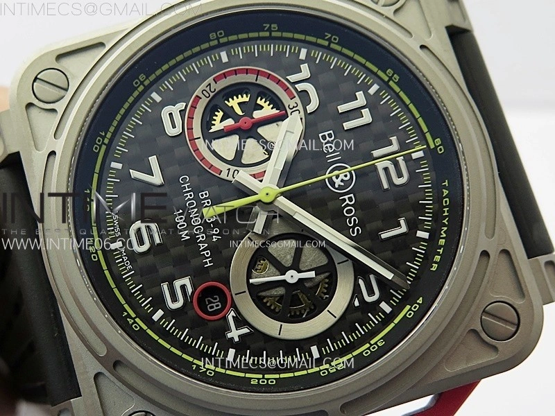 BR 03-94 Chrono Ti B12 Carbon Dial on Black Rubber Strap A7750