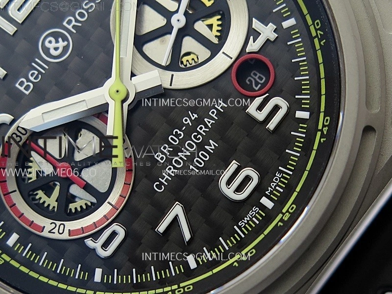BR 03-94 Chrono Ti B12 Carbon Dial on Black Rubber Strap A7750
