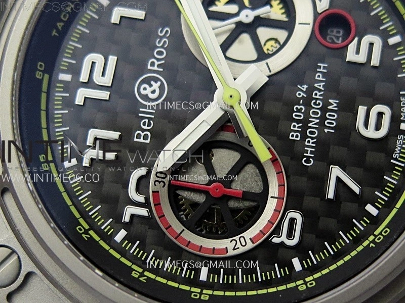 BR 03-94 Chrono Ti B12 Carbon Dial on Black Rubber Strap A7750