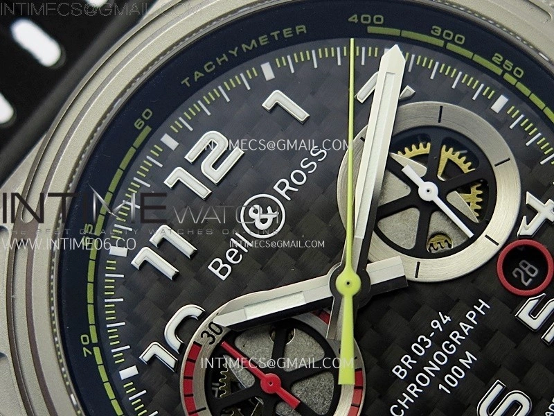 BR 03-94 Chrono Ti B12 Carbon Dial on Black Rubber Strap A7750