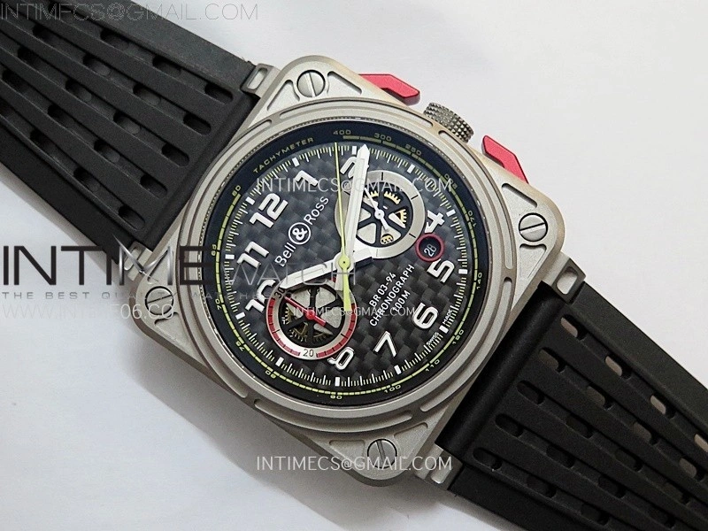 BR 03-94 Chrono Ti B12 Carbon Dial on Black Rubber Strap A7750