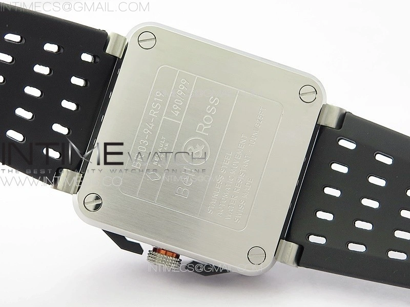 BR 03-94 Chrono Yellow Inner SS B50 Black Dial on Black Rubber Strap A7750