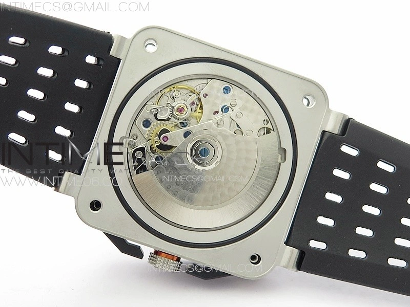 BR 03-94 Chrono Yellow Inner SS B50 Black Dial on Black Rubber Strap A7750