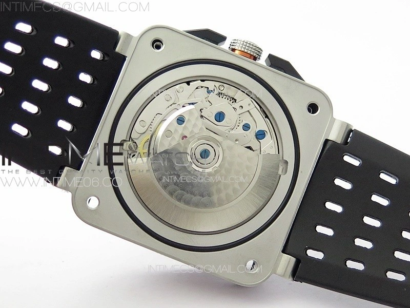 BR 03-94 Chrono Yellow Inner SS B50 Black Dial on Black Rubber Strap A7750