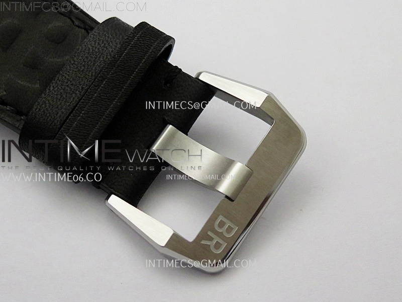 BR03-93 GMT SS B12 Best Edition Black Dial 42mm On Black Leather Strap A2836