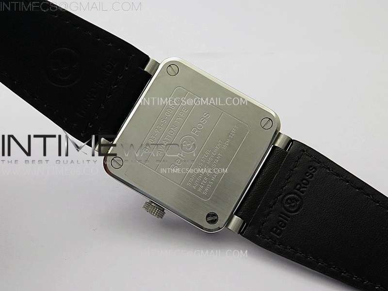 BR03-93 GMT SS B12 Best Edition Black Dial 42mm On Black Leather Strap A2836