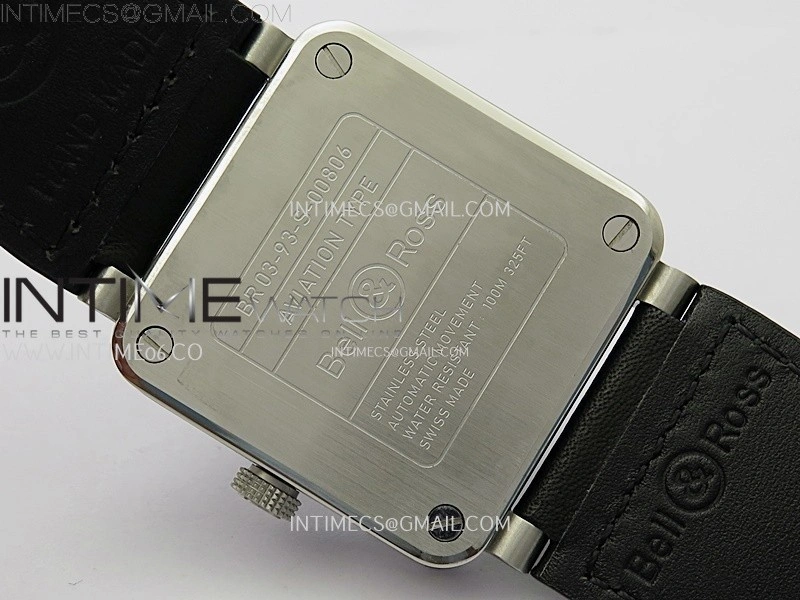 BR03-93 GMT SS B12 Best Edition Black Dial 42mm On Black Leather Strap A2836