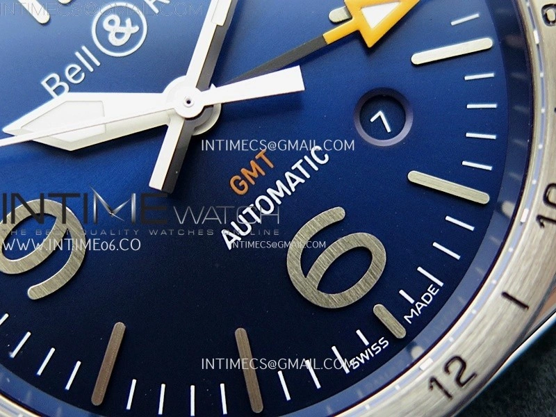 BR03-93 GMT SS B12 Best Edition Blue Dial 42mm On Blue Leather Strap A2836