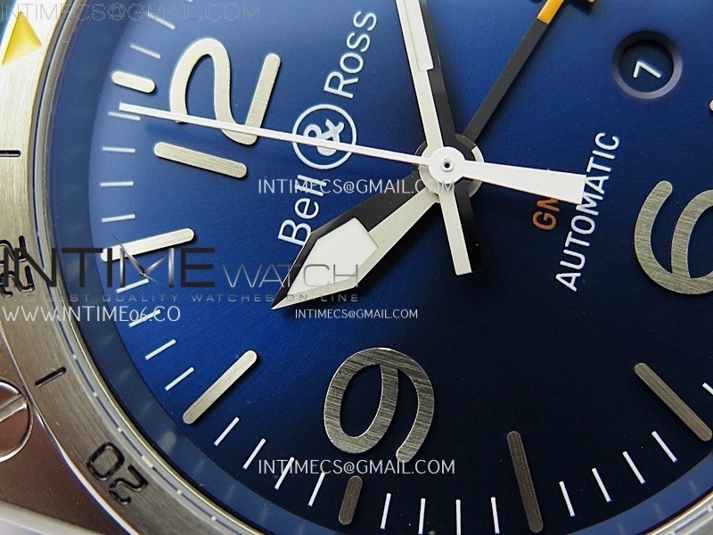 BR03-93 GMT SS B12 Best Edition Blue Dial 42mm On Blue Leather Strap A2836