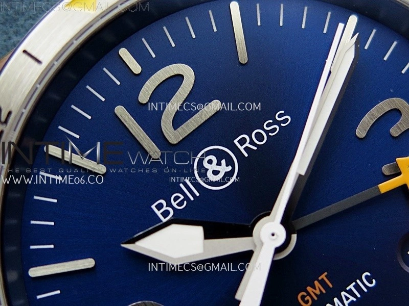 BR03-93 GMT SS B12 Best Edition Blue Dial 42mm On Blue Leather Strap A2836