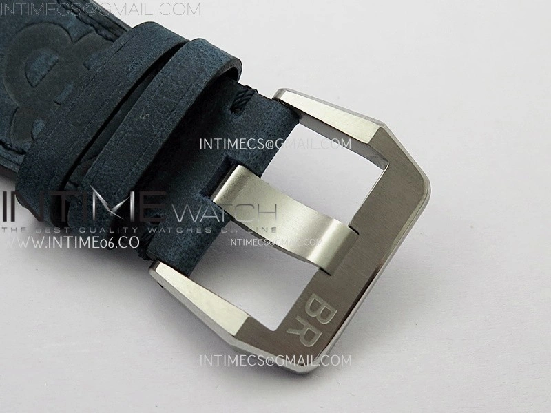 BR03-93 GMT SS B12 Best Edition Blue Dial 42mm On Blue Leather Strap A2836