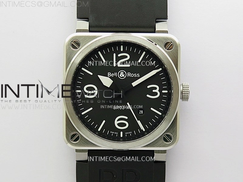 BR03A 41mm SS B12 Best Edition Black Dial on Black Rubber Strap MIYOTA 9015