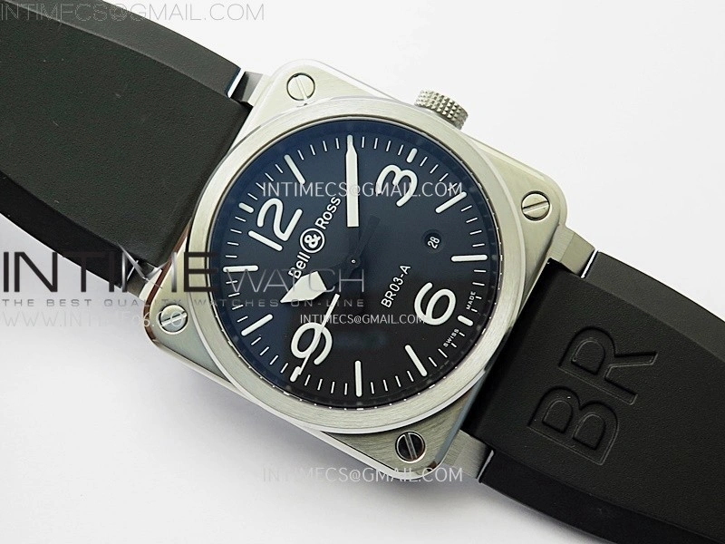BR03A 41mm SS B12 Best Edition Black Dial on Black Rubber Strap MIYOTA 9015