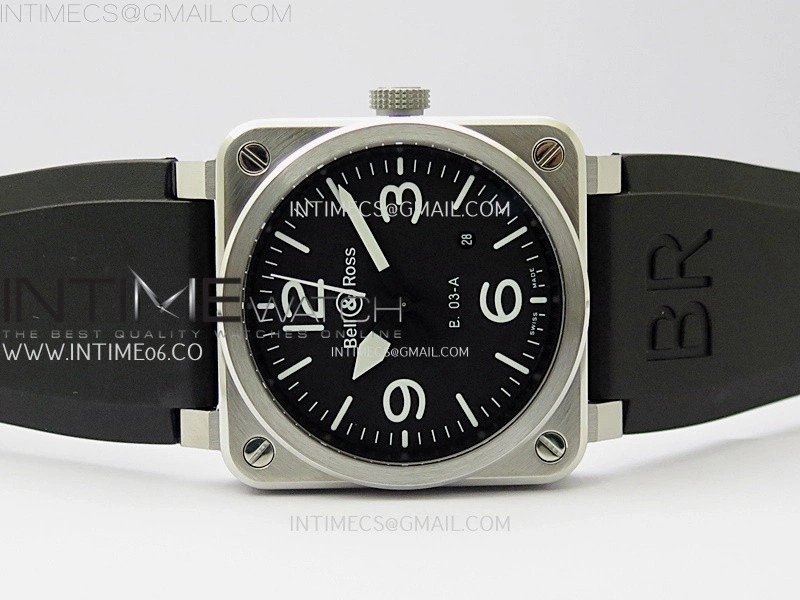 BR03A 41mm SS B12 Best Edition Black Dial on Black Rubber Strap MIYOTA 9015