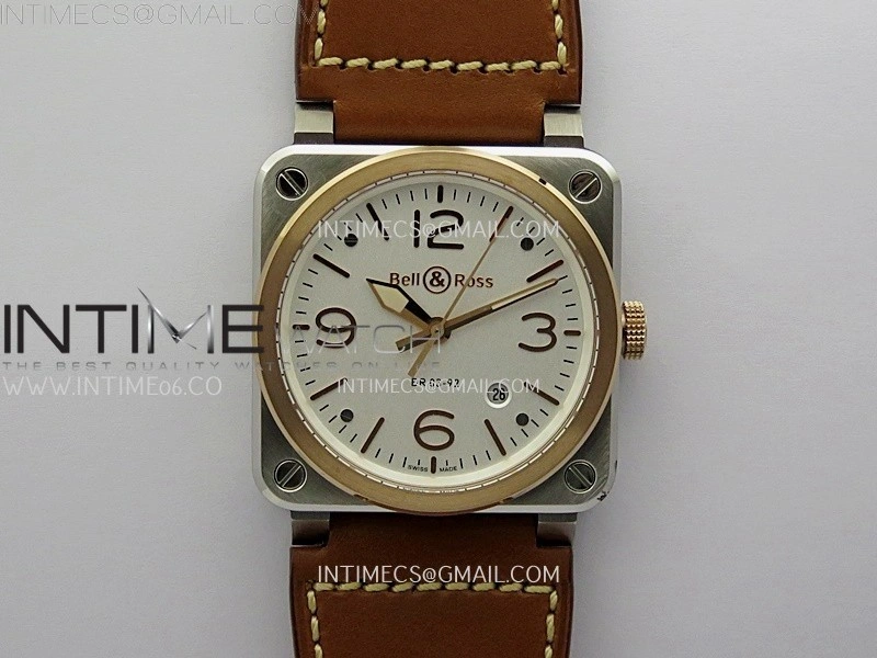 BR03A 41mm SS RG B12 Best Edition White Dial on Brown Leather Strap MIYOTA 9015