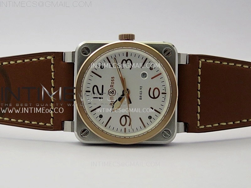 BR03A 41mm SS RG B12 Best Edition White Dial on Brown Leather Strap MIYOTA 9015