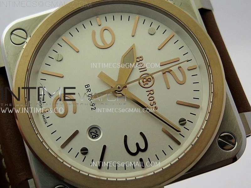 BR03A 41mm SS RG B12 Best Edition White Dial on Brown Leather Strap MIYOTA 9015