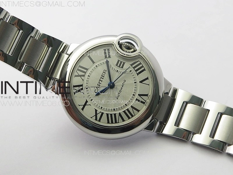 Ballon Bleu 33mm SS 3KF 1:1 Best Edition White Textured Dial on SS Bracelet A076