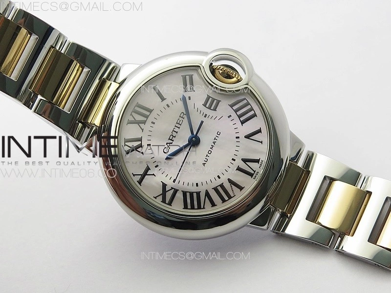Ballon Bleu 33mm SS RG 3KF 1:1 Best Edition White MOP Dial on SS Bracelet A076