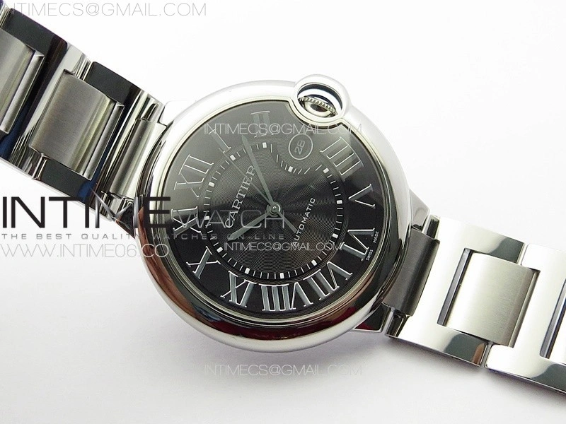 Ballon Bleu 42mm SS 3KF 1:1 Best Edition Black Texture Dial on SS Bracelet A2824