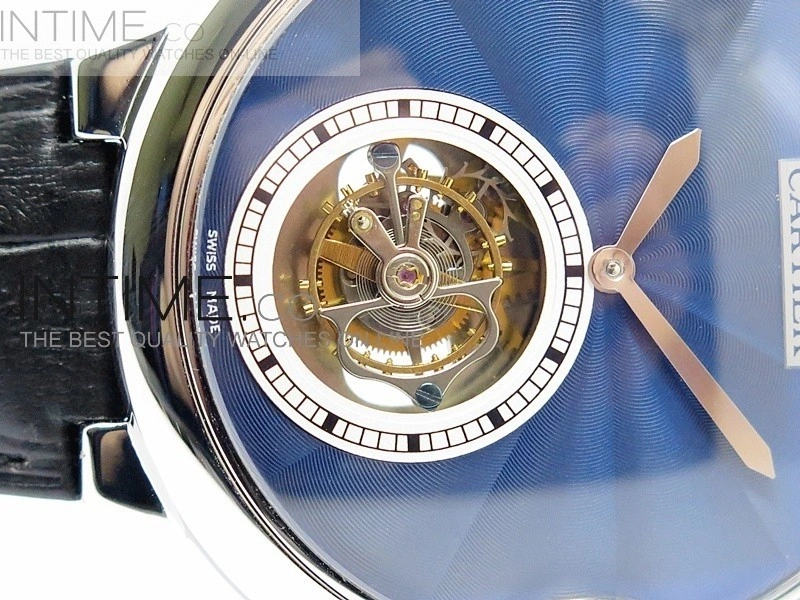 Ballon Bleu Tourbillon SS Blue Textured Dial on Black Leather Strap