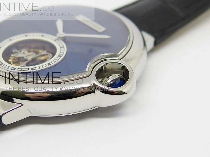 Ballon Bleu Tourbillon SS Blue Textured Dial on Black Leather Strap