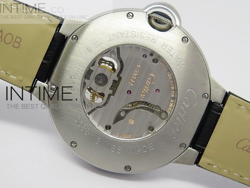 Ballon Bleu Tourbillon SS Blue Textured Dial on Black Leather Strap