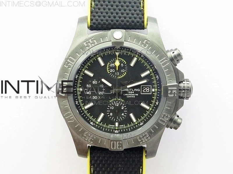 Avenger Bandit Titanium DLC B50 Best Edition Black Dial on Black Yellow Gummy strap A7750
