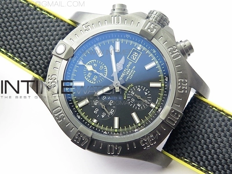 Avenger Bandit Titanium DLC B50 Best Edition Black Dial on Black Yellow Gummy strap A7750