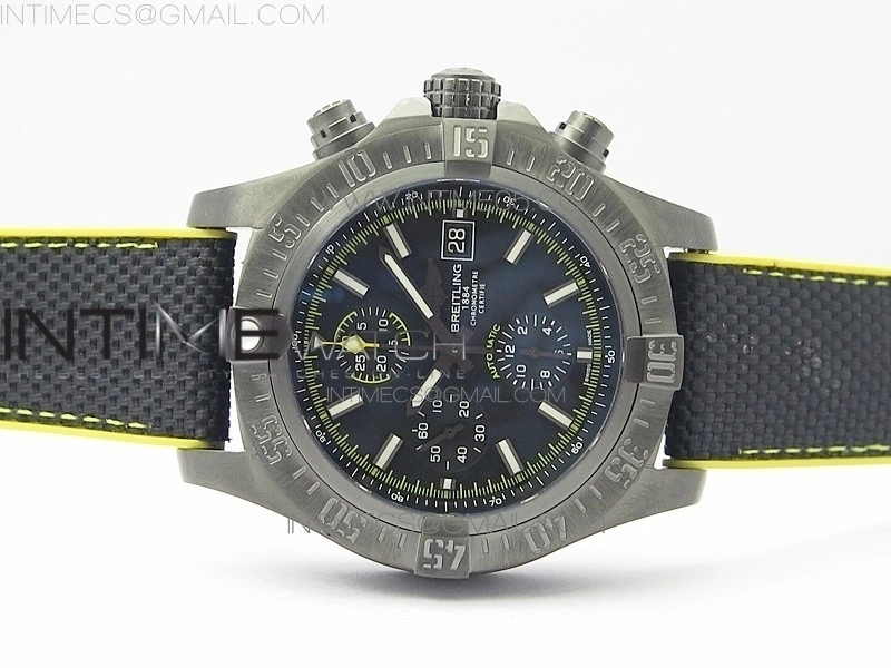 Avenger Bandit Titanium DLC B50 Best Edition Black Dial on Black Yellow Gummy strap A7750