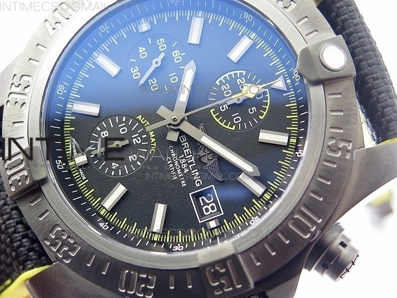 Avenger Bandit Titanium DLC B50 Best Edition Black Dial on Black Yellow Gummy strap A7750