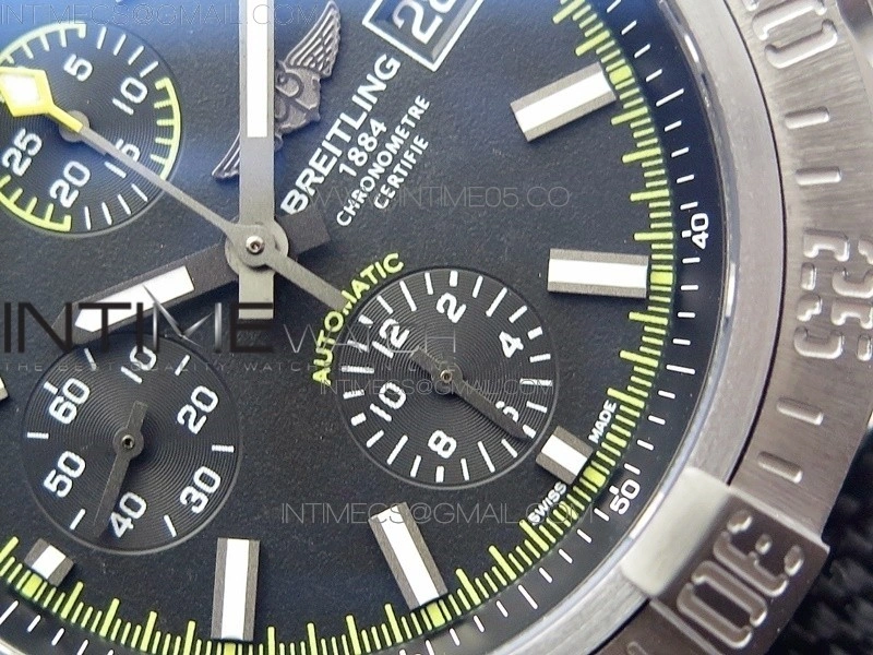 Avenger Bandit Titanium DLC B50 Best Edition Black Dial on Black Yellow Gummy strap A7750