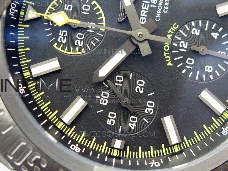 Avenger Bandit Titanium DLC B50 Best Edition Black Dial on Black Yellow Gummy strap A7750