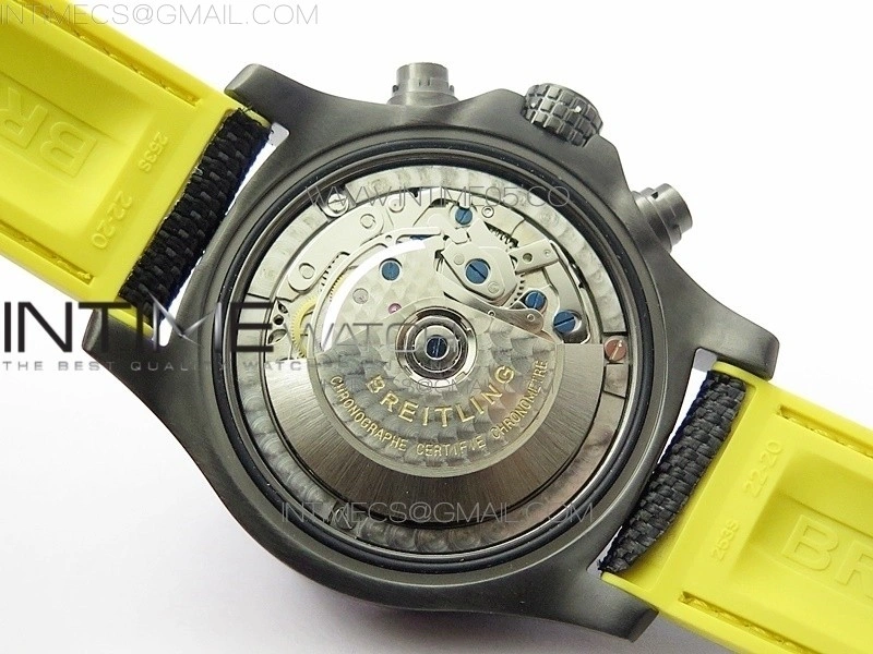 Avenger Bandit Titanium DLC B50 Best Edition Black Dial on Black Yellow Gummy strap A7750