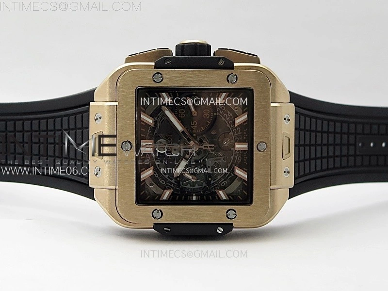 Square Bang Unico 42mm RG BBF 1:1 Best Edition Skeleton Dial on Black Rubber Strap A1280