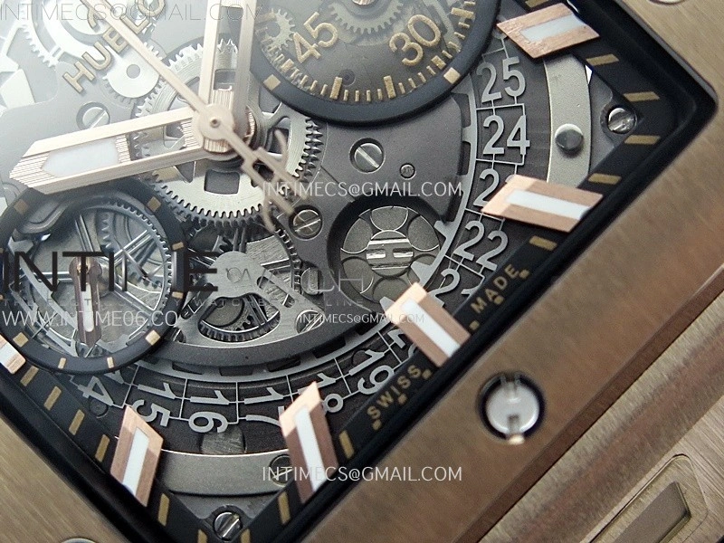 Square Bang Unico 42mm RG BBF 1:1 Best Edition Skeleton Dial on Black Rubber Strap A1280