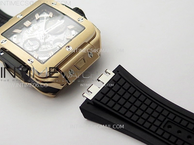 Square Bang Unico 42mm RG BBF 1:1 Best Edition Skeleton Dial on Black Rubber Strap A1280