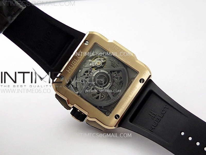 Square Bang Unico 42mm RG BBF 1:1 Best Edition Skeleton Dial on Black Rubber Strap A1280