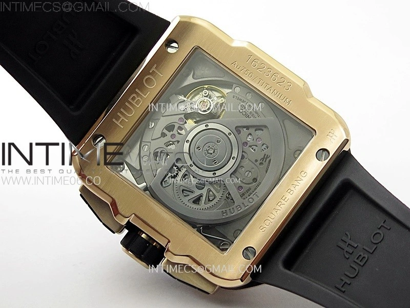 Square Bang Unico 42mm RG BBF 1:1 Best Edition Skeleton Dial on Black Rubber Strap A1280