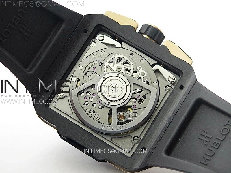 Square Bang Unico 42mm RG BBF 1:1 Best Edition Skeleton Dial on Black Rubber Strap A1280